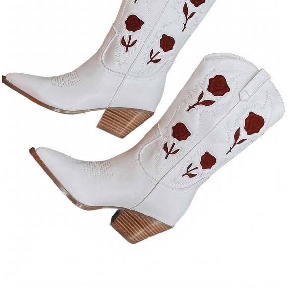 NEW BILLINI women's arden roses western boot in white - Picture 4 of 4